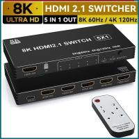 ราคา สวิตช์เลือก HDMI2 1 8K 60Hz 4X1 3X1 5X1 4K 120Hz ฮับเลือกสวิตช์ HDMI 4 In 1 Out ด้วยรีโมท IR 8K 48Gbps สำหรับเครื่องเล่นเกมทีวีโปรเจคเตอร์ (17219601304)
