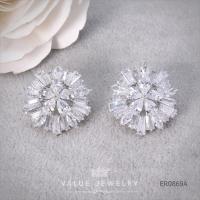 ราคา ต่างหูแป้น ประดับคริสตัลหลากหลายดีไซน์ ลายดอกไม้ Flower ขนาดใหญ่ ตุ้มหู เครื่องประดับ ER869 ValueJewelry (13691923572)