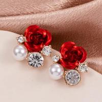 ราคา แฟชั่น Red Rose Rhinestone ต่างหูตุ้มหูผู้หญิงผีเสื้อ Angel Wings Pearl ดอกไม้ต่างหูงานหมั้นงานแต่งงานสำหรับเจ้าสาวเครื่องประดับ (21171215043)