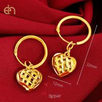 ราคา EH Emas 916 Gold Hollow Heart Drop Dangle ต่างหูสำหรับหูที่บอบบาง (16561999388)