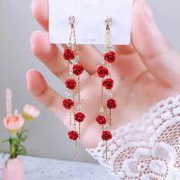 ราคา Retro Classic Rose Tassel Drop ต่างหูผู้หญิง Rhinestone เงายาวพู่ดอกไม้ต่างหูหญิงเครื่องประดับงานแต่งงาน (21358424403)