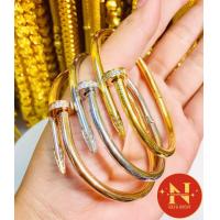 ราคา กำไล ตะปู สวยหรูทันสมัยกำลังนิยมขนาด 19 cm สีทองสีเงินสีนาค สวยหรูเสมือนจริง นพคุณห้างทอง (19661790447)