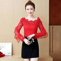 ราคา Charming เสื้อแฟชั่นเกาหลี ลูกไม้แขนยาว แต่งแขนซีทรู สไตล์เกาหลี สวยเก๋มาก เกรดพรีเมียม รุ่น B208 (518770460)