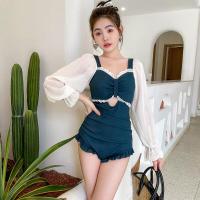 ราคา C MALL ชุดว่ายน้ําบิกินี่วันพีช แขนยาว กันแดด เซ็กซี่ สไตล์เกาหลี มี2สี ดำ เขียว รุ่น 0295 (15655067704)