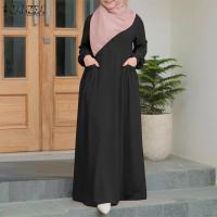 ราคา ZANZEA ชุดเดรสยาวสำหรับมุสลิมเดรสแม็กซี่คอกลมแฟชั่นสไตล์มุสลิม (20918309974)