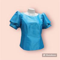 ราคา เสื้อแขนตุ๊กตา เสื้อคอปาด ผ้าไหมฝักขาว อัดกาวทั้งตัว (19421461201)