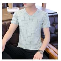 ราคา เสื้อยืดผู้ชายแขนสั้นคอวีผ้าไหมน้ำแข็งสไตล์แฟชั่นเกาหลี เนื้อผ้านุ่มนิ่มใส่สบายราคาถูก (20859681026)