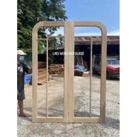 ราคา ประตูไม้ ไม้โอ๊ค ระแนงช่องกระจก 3 ช่องประกบหน้า หลัง ใส่กระจกเต็มแผ่น (19834423381)