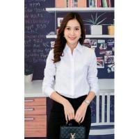 ราคา เสื้อเชิ้ตหญิง อ้วน ผอม แขนยาว โพสนี้ 4 สี ขาว ดำ ชมพู ฟ้า ครบไซส์ 32 56 (18735548337)