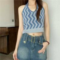 ราคา เสื้อคล้องคอไหมพรม ลายทางหยัก เว้าหลัง เซ็กซี่มาก สินค้าพร้อมส่ง 1668 (17457576906)