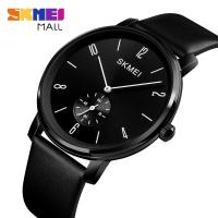 ราคา SKMEI 1398แฟชั่นสร้างสรรค์หน้าปัดขนาดเล็กควอตซ์ผู้ชายนาฬิกาสายหนังที่เรียบง่ายบางเฉียบนาฬิกาข้อมือ3ATM กันน้ำ (782568967)