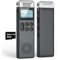 ราคา LIMENAMICS 80GB Digital Voice Activated Recorder with Playback Audio Voice Recorder for Lectures Meetings Recording Device Dictaphone Sound Tape Recorder with Password Card Reader Black ZD68 80GB (195