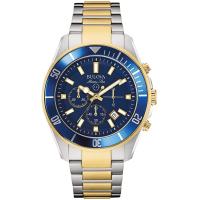 ราคา Bulova Marine Star Chronograph Mens Stainless Steel Watch Two Tone Blue (14457002957)