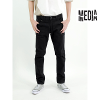 ราคา กางเกงยีนส์ ยืด ผู้ชาย ทรงกระบอกเล็ก สีดำ Superblack MEDIA JEANS B518 (9393120791)