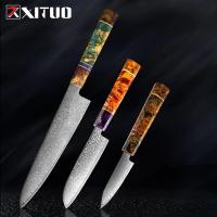 ราคา Jsin XITUO Damascus ชุดเครื่องครัวเชฟนาคิริมีดโกนเชฟเหล็กกล้าญี่ปุ่นพื้น67th ใบมีดคมมีดทำครัวสีไม้ (20747423512)