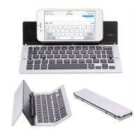 ราคา Portable Mini Wireless Bluetooth Folding Keyboard Aluminum Alloy Foldable Keypad ของขวัญ ของขวัญ gift (2737054851)