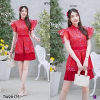 ราคา TW20175 Jumpsuit ชุดจั้มสูทขาสั้น แขนระบาย (21107927936)