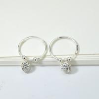 ราคา Silver thai Silver Beads CZ White Paved Round Charm Hoop Earrings ต่างหูห่วงลูกปัดเงิน CZ ต่างหูห่วงกลมสีขาว Hoop Crystal Earring Dangle ต่างหูแฟชั่น ใส่แล้วไม่แพ้ พร้อมส่ง (14240241116)