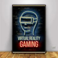 ราคา 80วินาที R Etro นีออนเกมคำคมโปสเตอร์เล่นเกม Vr วิดีโอผนังศิลปะตกแต่ง เหมาะสำหรับ Gamer Kawaii ประดับห้อง วินเทจผ้าใบโปสเตอร์ความงาม0810 (19995528073)