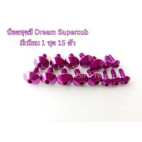 ราคา น็อตชุดสี ดรีมชุปเปอร์คัพ 1ชุด15ตัว งานมิเนียม ไล่เบา แข็งแรง ไม่เป็นสนิม สีไม่ลอกมีให้เลือกหลายสี น็อตชุดสี DREAM SUPERCUB (19160749979)