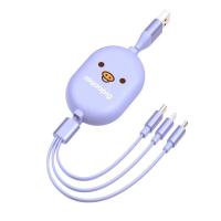 ราคา สายชาร์จ 3ln1 aiq 2020X สายชาร์จโทรศัพท์ USB 8PIN ม้วนเก็บสายได้ ทรงตลับเมตร ลายลูกไก่ สายยาว 1M มีหัว Type C iPh Micro (11632492215)