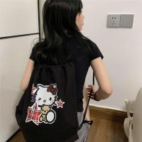 ราคา Hello Kitty กระเป๋าสะพายไหล่กระเป๋าเป้สะพายหลังน่ารักกระเป๋าผ้าใบกระเป๋าเดรสลายดอก (20613637017)