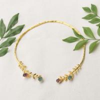 ราคา เครื่องประดับ Rock Me Jewelry รุ่น Leaf stone choker สร้อยคอ ทองเหลือง ประดับพลอย (18441093184)