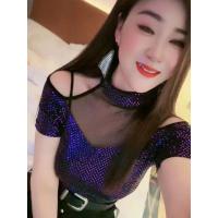 ราคา เสื้อยืดคอสูงครึ่งลูกไม้โปร่งของผู้หญิงเสื้อแขนสั้นที่ต่อกันตาข่ายแบบเข้ารูปใหม่เสื้อซับใน (21273313109)