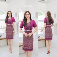 ราคา NEW ชุดเดรสผ้าไหมแกมฝ้าย สีชมพู N501 แต่งระบายอก คอหัวใจ ทรงสอบ อัดกาวทั้งชุด ทุกชิ้น ซิปซ่อนด้านหลัง (19562334114)