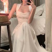 ราคา ชุดเดรสสายคล้องคอสไตล์ฝรั่งเศสสีขาวชุดเดรสสายเดี่ยวคล้องคอสายไขว้แบบเซ็กซี่สำหรับผู้หญิง2023ฤดูร้อนชุดเดรสยาวทรงเอไลน์หรูหราสำหรับงานเลี้ยงอาหารค่ำชุดเจ้าสาว (20358528544)