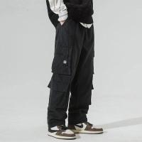 ราคา กางเกงคาร์โก้หลายกระเป๋าสำหรับผู้ชาย Jogger Sport กางเกงคาร์โก้ทรงตรง หลวม สีทึบ ลำลอง ผ้าฝ้ายสีดำ มีไซส์M 5XL 767 (21224121319)
