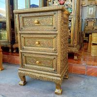 ราคา ตู้3ลิ้นชัก ตู้ไม้สีทองเก่า ตู้เก็บของอเนกประสงค์ ตู้โชว์ ตู้โบราณ ก33ย42ส70cm (11432467135)