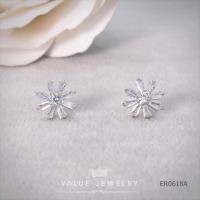 ราคา ต่างหูแป้น ฝังคริสตัลเพชรบาเก็ต Baguette Shape ลายดอกไม้ Flower มี2สี ขนาดเล็ก เครื่องประดับแฟชั่น ER0618 ER0619 ValueJewelry (10709310897)