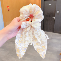 ราคา เชือกผูกโบว์สำหรับผู้หญิงยางรัดผมลูกไม้ผ้าชีฟองขนาดใหญ่ประดับยางรัดผมโดนัทดอกไม้หรูหรายางรัดผมริบบิ้นแฟชั่นเครื่องประดับผม (17676670581)
