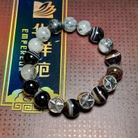 ราคา หินแท้ อาเกตสีดำ 8 10 มิล High Quality ดวงตาสวรรค์ black agate หินนำโชค หินมงคล หินแท้ หินสี กำไลหิน สร้อยข้อมือ (19298378519)