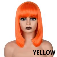 ราคา วิกผมบ็อบสั้นตรงสำหรับผู้หญิงวิกผมสังเคราะห์สีน้ำตาลถึงสีบลอนด์ผมปลอมธรรมชาติแบบไล่เฉดสีวิกผมหน้าม้าสีชมพู (21358535369)