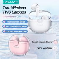 ราคา USAMS หูฟังไร้สาย TWS Bluetooth5 1Headset ดีไซน์ใสมาพร้อมไมโครโฟนในตัวสมาร์ทหูฟังควบคุมแบบสัมผัสหูฟังสเตอริโอ TWS เล่นกีฬา (14526708164)