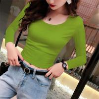 ราคา เสื้อตัวในแบบสั้นสีส้มเสื้อเอวสูงใส่ด้านนอกแขนยาวฤดูร้อนสำหรับผู้หญิงเสื้อยืดเอวลอยเข้ารูปต้นฤดูใบไม้ร่วงสีส้มแบบใหม่แฟชั่น (15869041933)