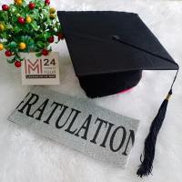 ราคา เซ็ต 2 ชิ้น หมวกรับปริญญา สายสะพายกากเพชร Congratulation หมวกบัณฑิต หมวกปริญญา หมวก ปริญญา รับปริญญา บัณฑิต ปัจฉิมนิเทศ ปัจฉิม congratulation m24 (15950874622)