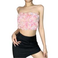 ราคา Beautifultime เสื้อกล้ามโชว์สะดือแขนกุดผู้หญิงเสื้อกล้ามอัดจีบลายดอกไม้3D เสื้อสายเดี่ยวไร้สายเปลือยหลังฤดูร้อน (14004496084)