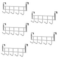 ราคา Over the Door 5 Hooks Home Bathroom Organizer Rack Clothes Coat Hat Towel Hanger Stainless Steel Good Load Bearing (19662118902)