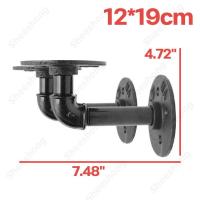 ราคา Pipe Shelf Brackets 2pcs Iron Pipe Brackets Industrial Pipe Shelving Brackets for Custom Floating Shelves DIY Black Shelf Brackets (20723893942)