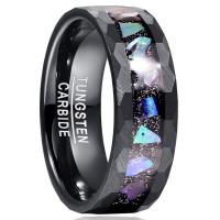 ราคา BONLAVIE 8mm Tungsten Carbide Ring Galaxy Color Opal Inlay Multi Faceted Edge Men Women Wedding Ring Comfort Fit Size 7 12 (20346558328)