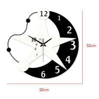 ราคา แฟชั่นที่สร้างสรรค์นาฬิกาติดผนังรูปพระจันทร์ดาวทำจากไม้นาฬิกาแขวนผนังแบบเงียบตกแต่งห้องนอนห้องนั่งเล่น (17623097169)