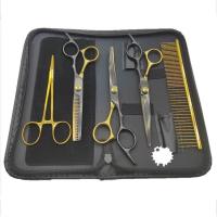 ราคา ชุดกรรไกรตัดขนสัตว์เลี้ยง6 In 1สีดำทองชุดแมวและกรรไกรแต่งขนสุนัขพร้อมกรรไกรตัดกรรไกรโค้งและฉลาม (17731342901)