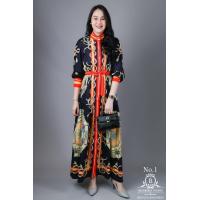 ราคา ส่งเร็ว ผ้าเนื้อนุ่มมาก ใส่สบายมากๆค่ะ ดีเทลผ้าพิมพ์ลายทั้งตัวสวยคมสีสดใส แพทเทิร์นแม็กซี่เดรสเชิ้ตคอจีนกระดุมหน (13313662512)
