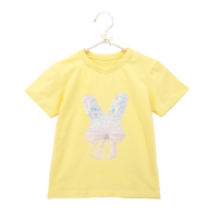 ราคา Girls T shirt 2023 New Cartoon Bunny Sequined Patch 100 Cotton Short Sleeve Round Neck Tops (17087079825)