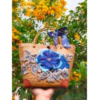 ราคา กระเป๋าสานกระจูดลายดอกไม้ ขนาด 7 9 นิ้ว งานสวย ใส่มุม (17198361573)