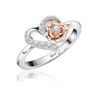 ราคา Merii แหวนเงินแท้ 925 ชุบโรสโกลด์ ประดับเพชร CZ ดีไซน์แหวนเปิดรูปหัวใจ ดอกกุหลาบ Rose and Heart Valentine 221R0381 01 (10001228838)