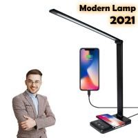 ราคา Modern LED Lamp โคมไฟอ่านหนังสือ สไตล์ Modern flicker free ถนอมดวงตา ระบบสัมผัส ปรับแสง 4 แบบ ความสว่าง 5 ระดับ มีที่ชาร์จมือถือไร้สาย ส่งเร็วพิเศษ (8858850319)